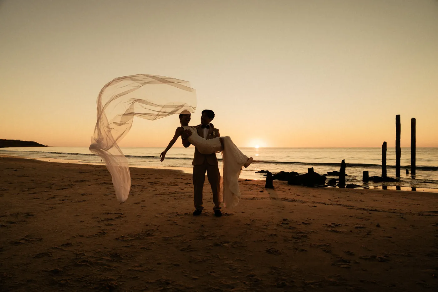 Couple at sunset on Port Willunga beach