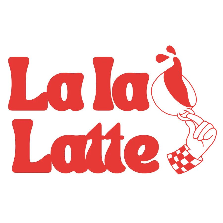 La La Latte logo with a hand pouring coffee